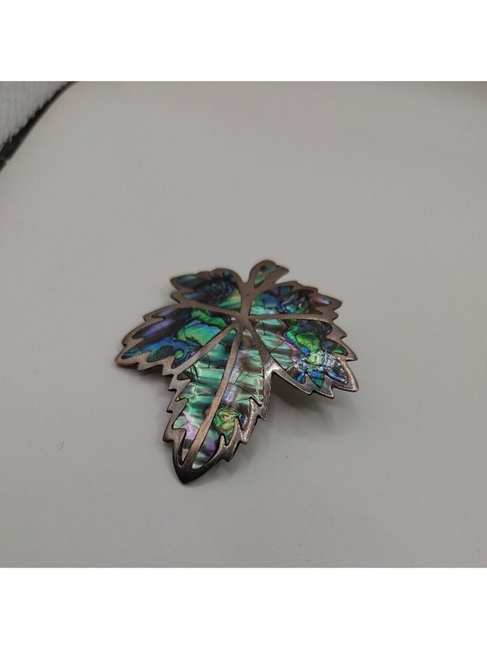 Pin Pendant Inlay Abalone Maple Leaf Signed Echo Mexico .925 B-2#13